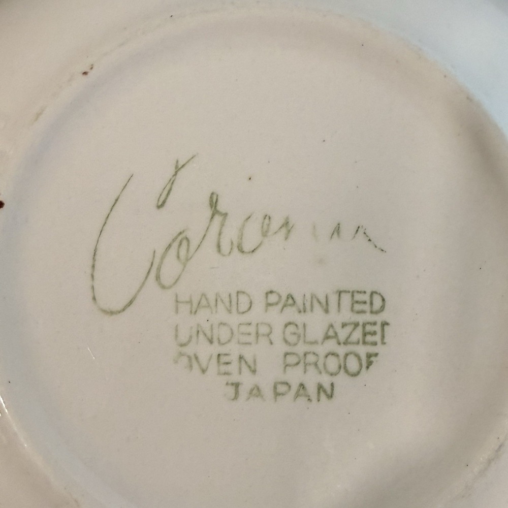Vintage Corona Japan Fruit Bowl 9" Hand Painted Apple Grapes Cottagecore Country - Picture 7 of 7